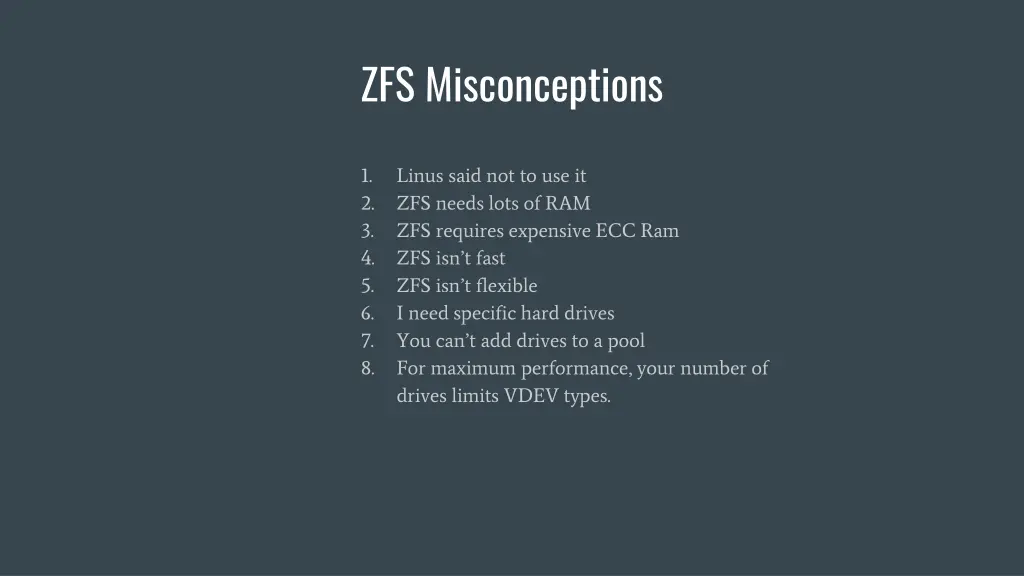 zfs misconceptions