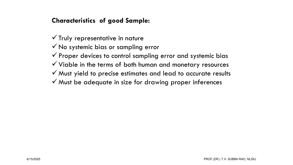 characteristics of good sample