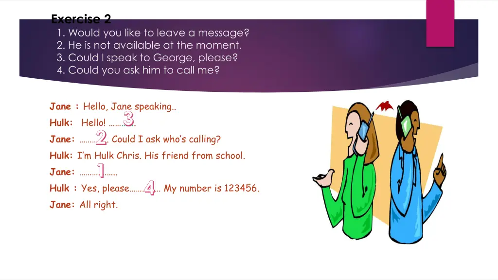 exercise 2 1 would you like to leave a message