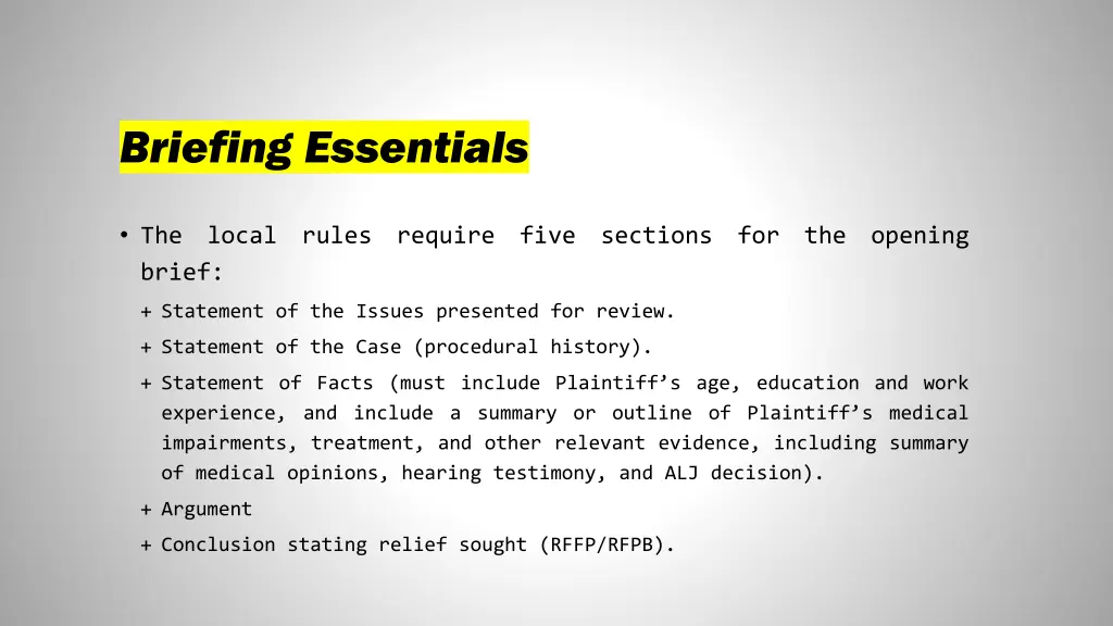 briefing essentials