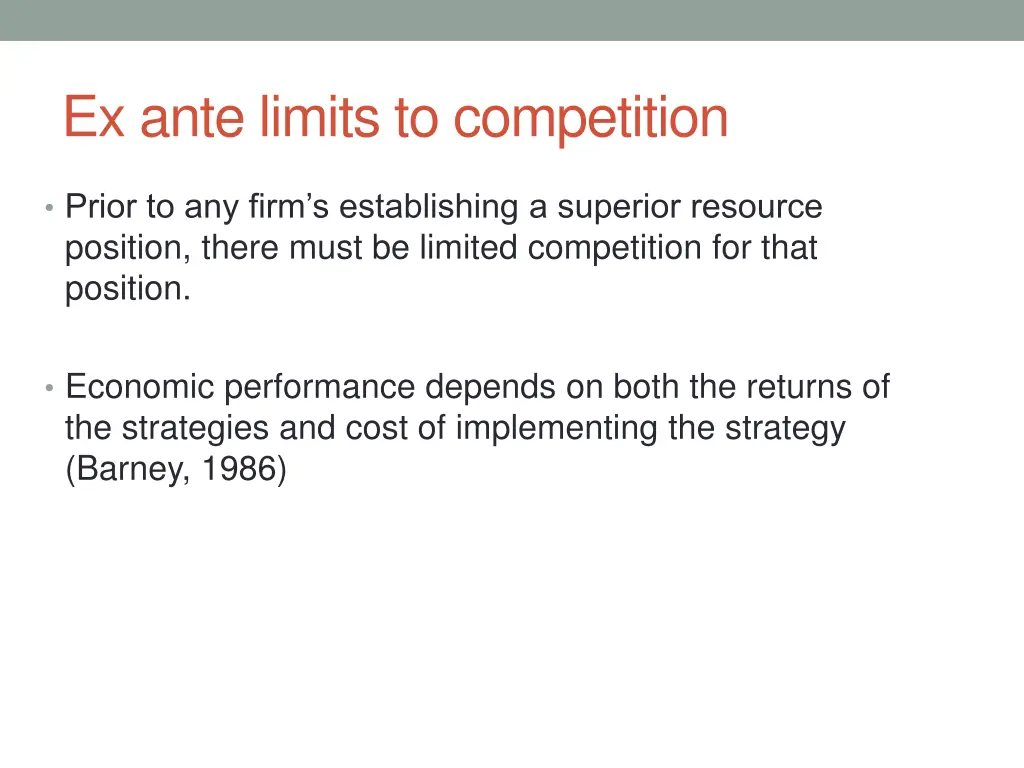 ex ante limits to competition