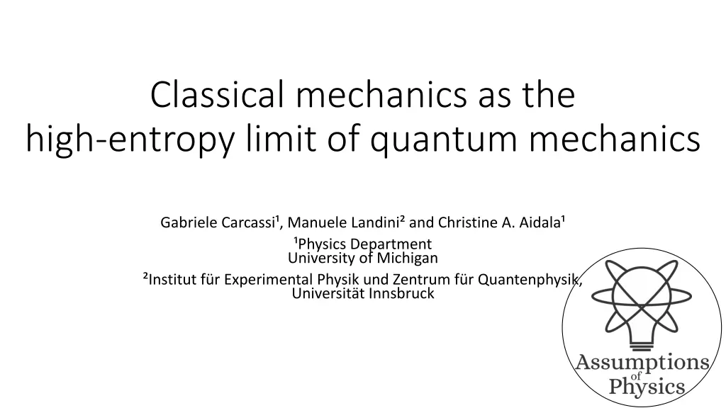 classical mechanics as the high entropy limit