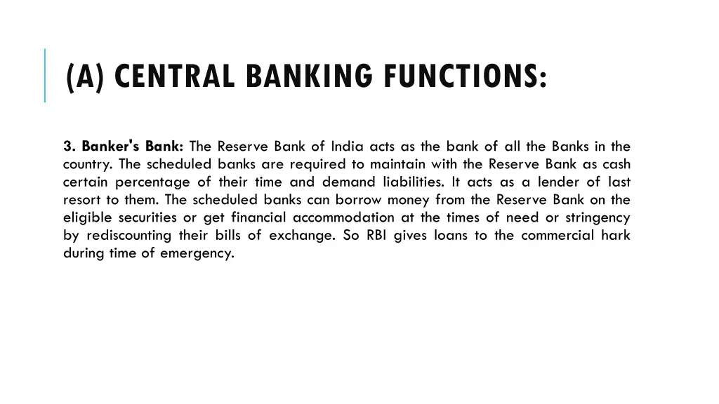 a central banking functions 2