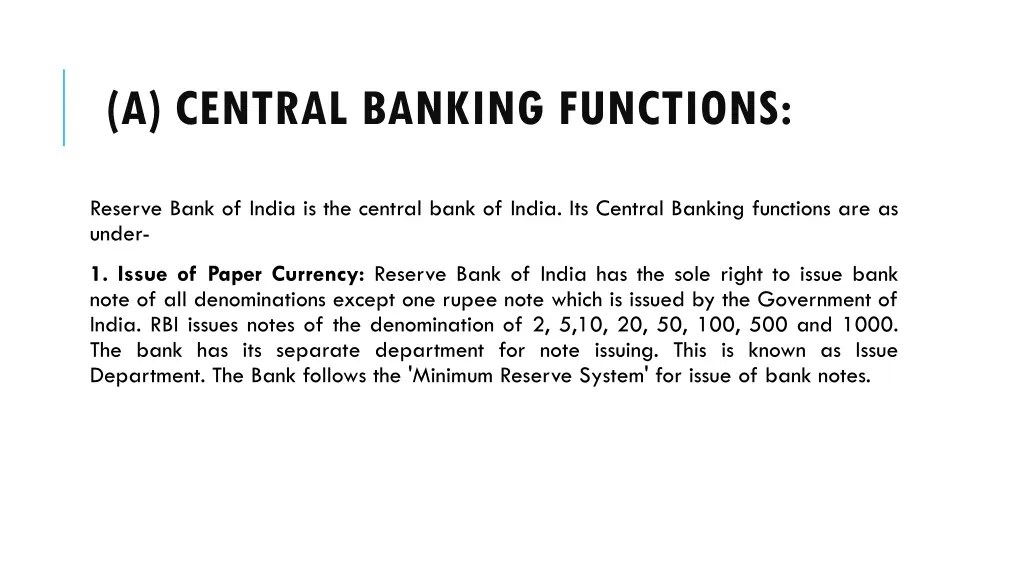 a central banking functions
