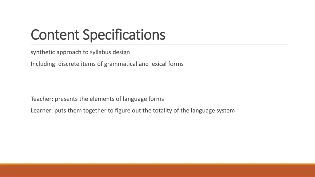 content specifications content specifications