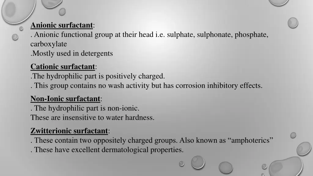 anionic surfactant anionic functional group