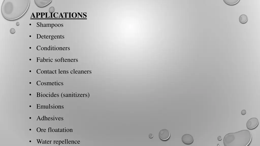 applications shampoos