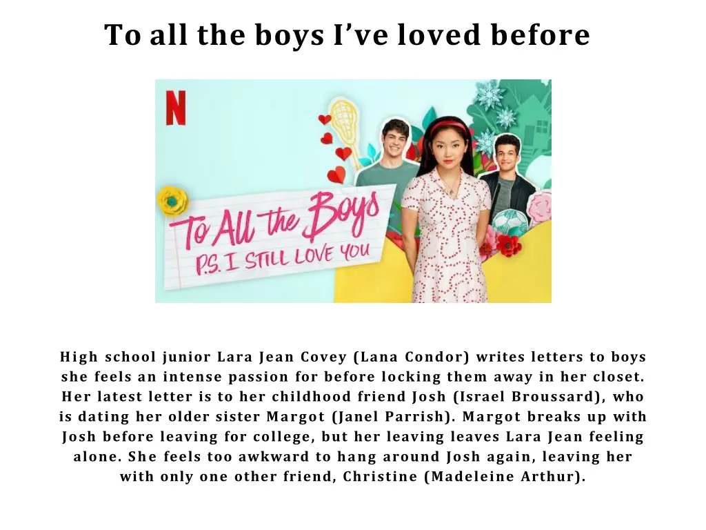 to all the boys i ve loved before