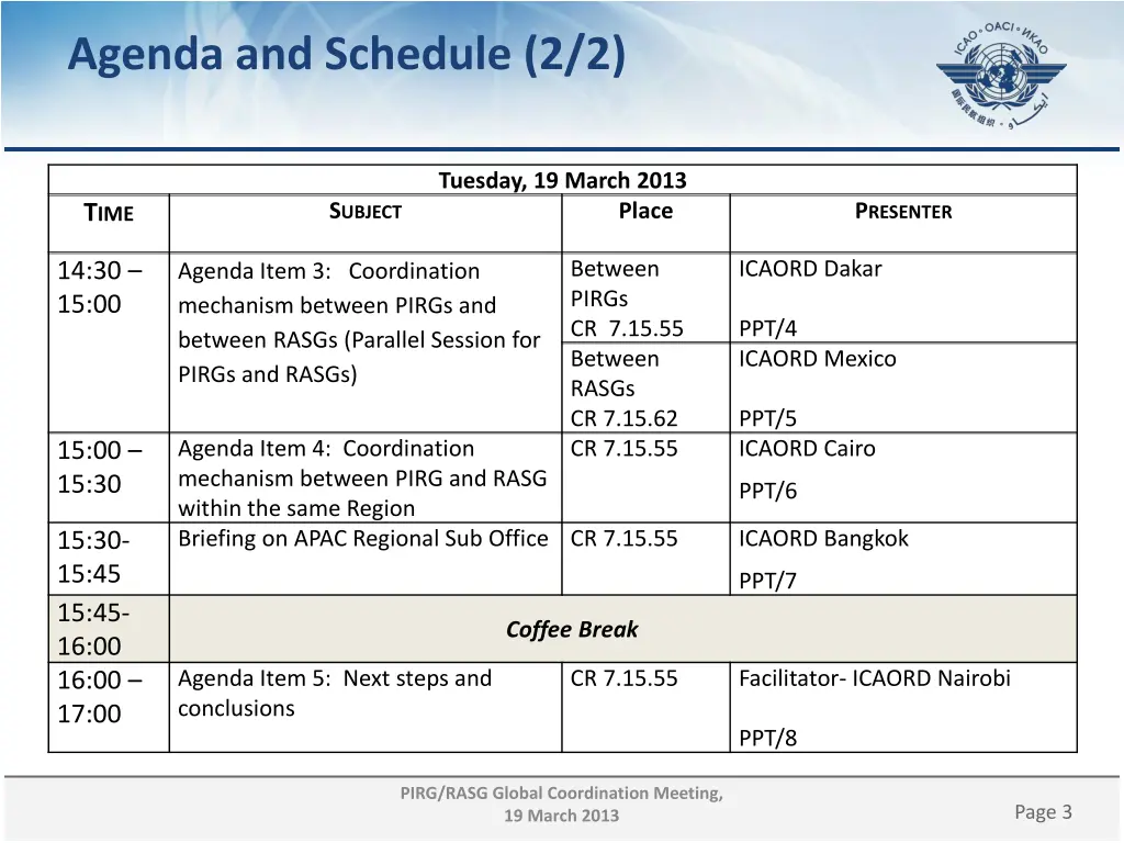 agenda and schedule 2 2