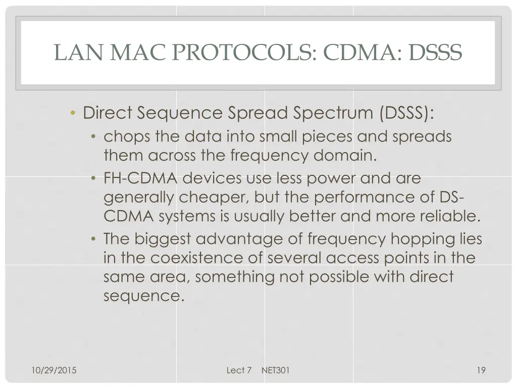 lan mac protocols cdma dsss