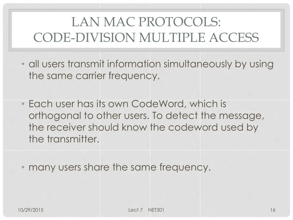 lan mac protocols code division multiple access