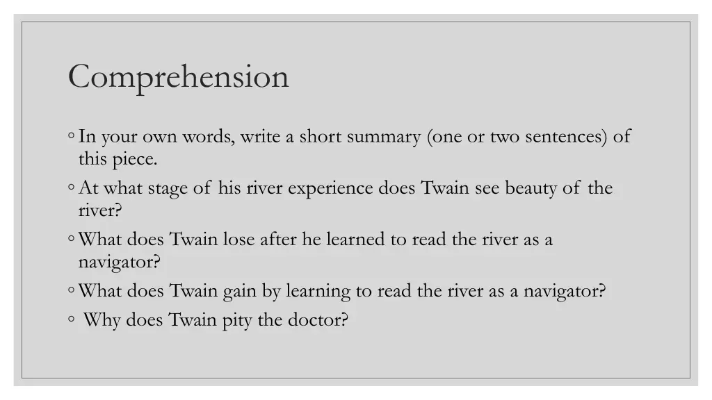 comprehension