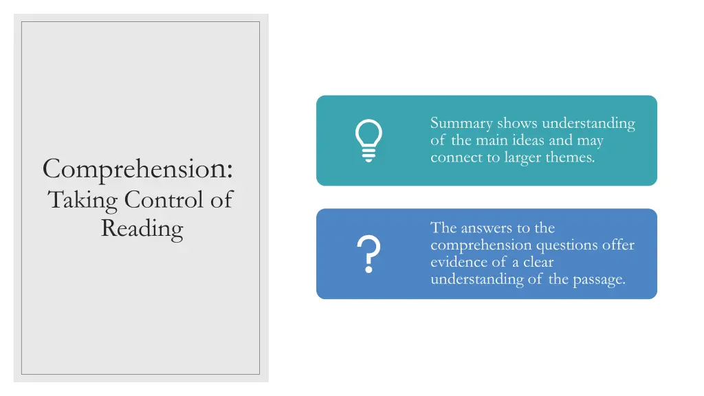 summary shows understanding of the main ideas
