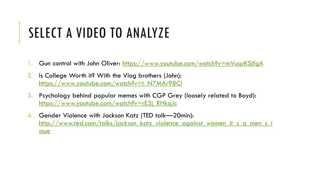 select a video to analyze