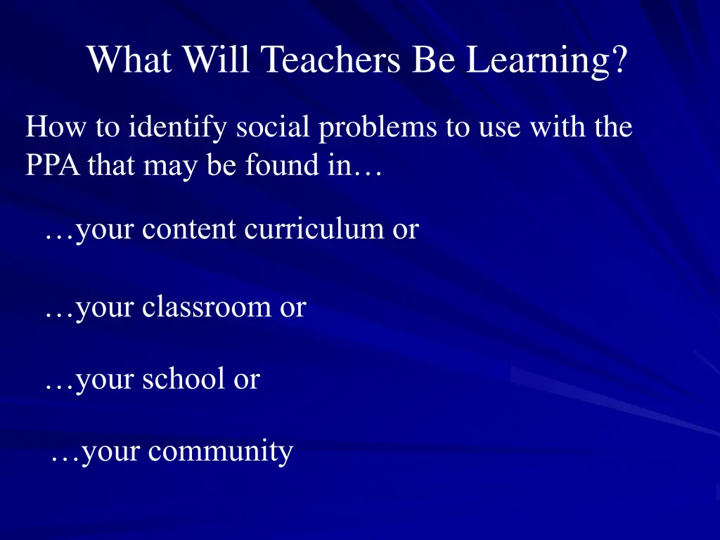 what will teachers be learning 1