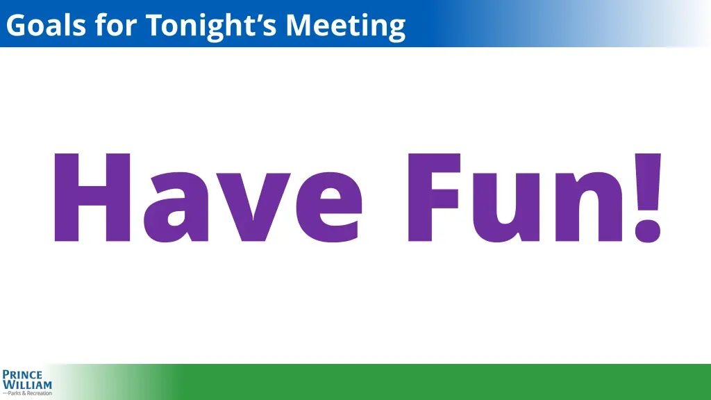goals for tonight s meeting 1