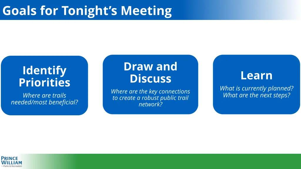 goals for tonight s meeting