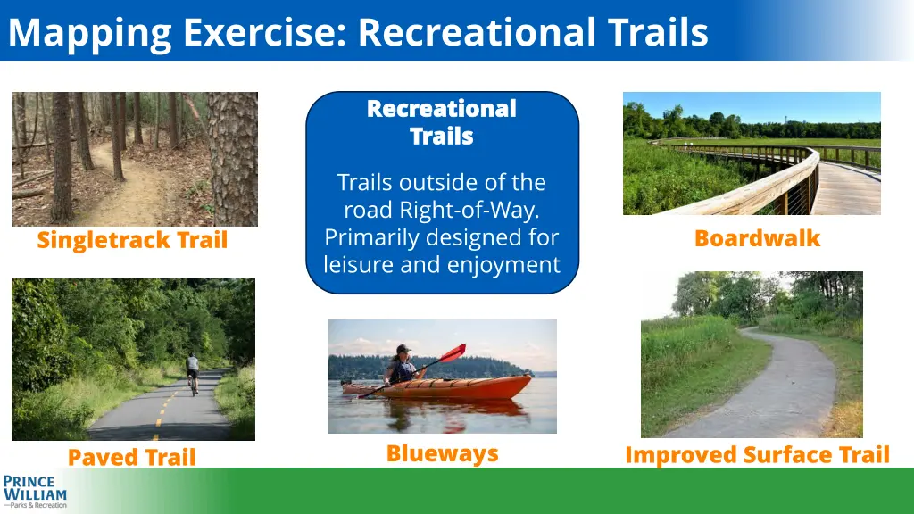 mapping exercise recreational trails