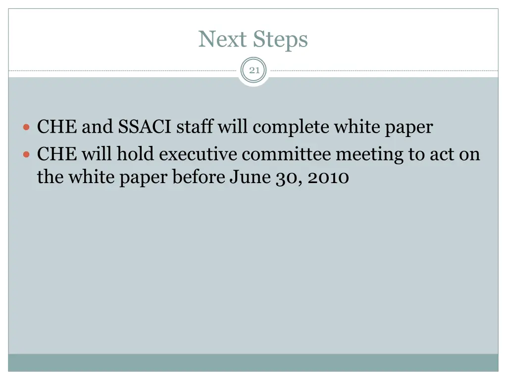 next steps