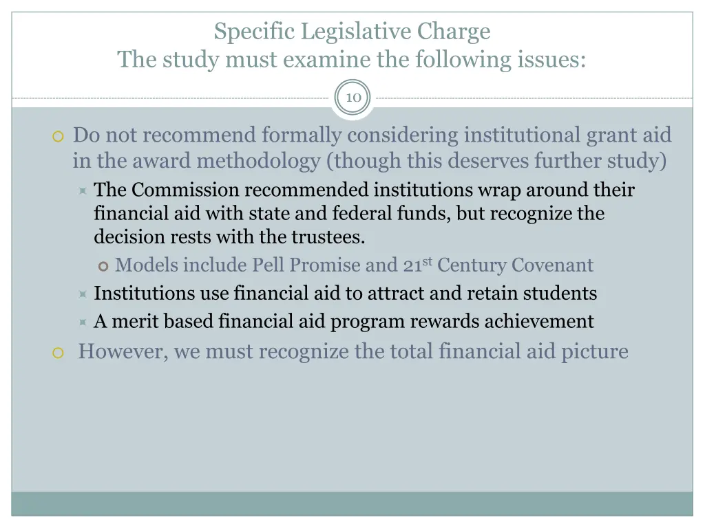 specific legislative charge the study must 2