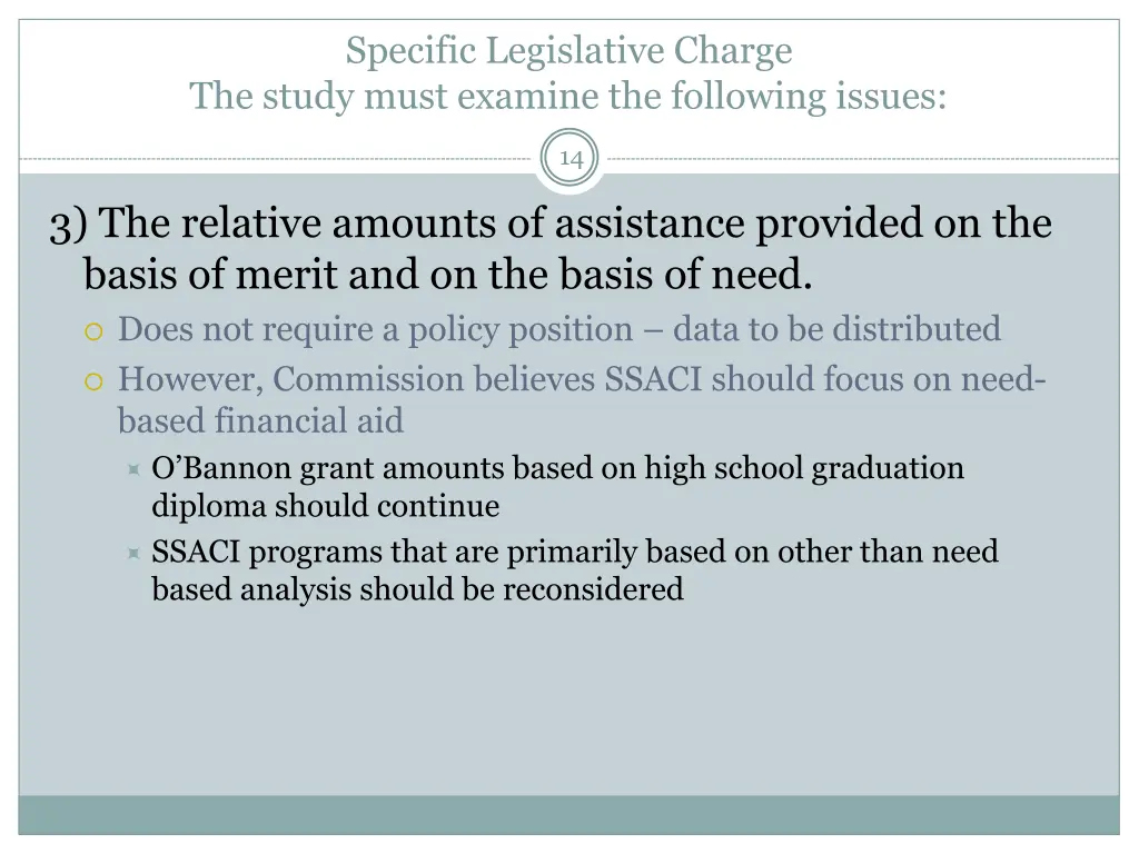 specific legislative charge the study must 3