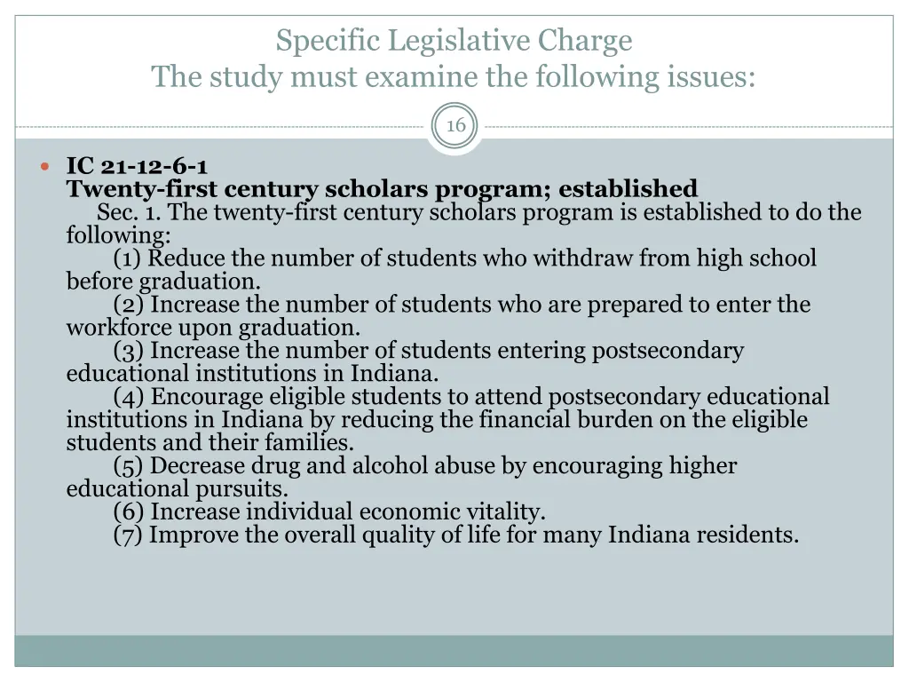 specific legislative charge the study must 5