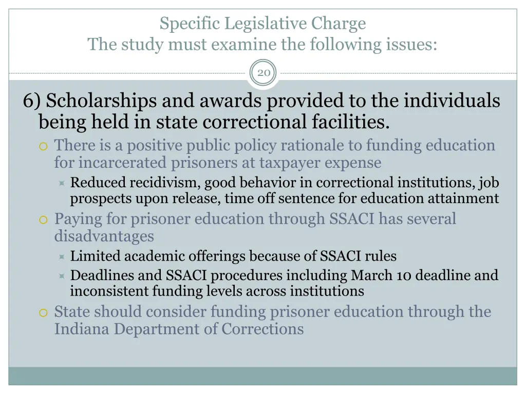 specific legislative charge the study must 7