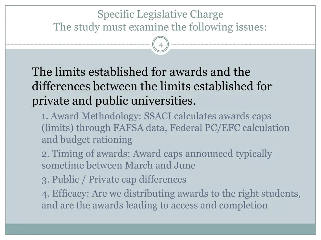 specific legislative charge the study must