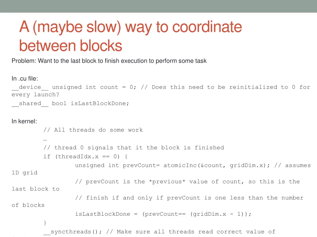 a maybe slow way to coordinate between blocks