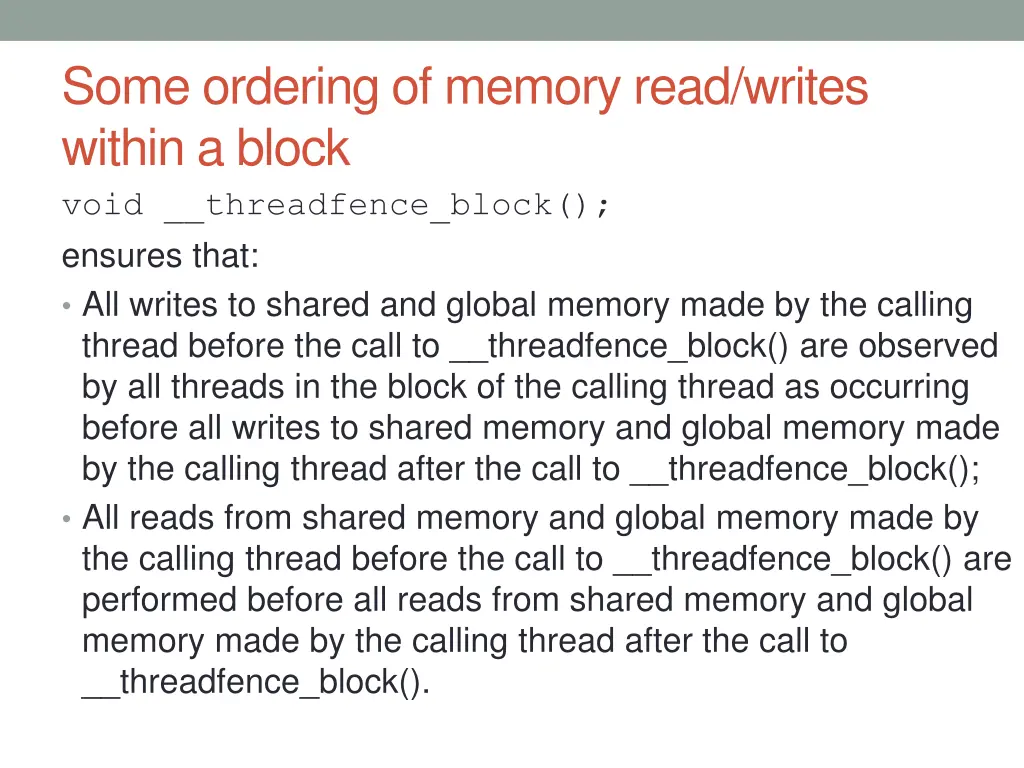 some ordering of memory read writes within