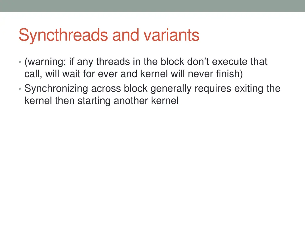 syncthreads and variants