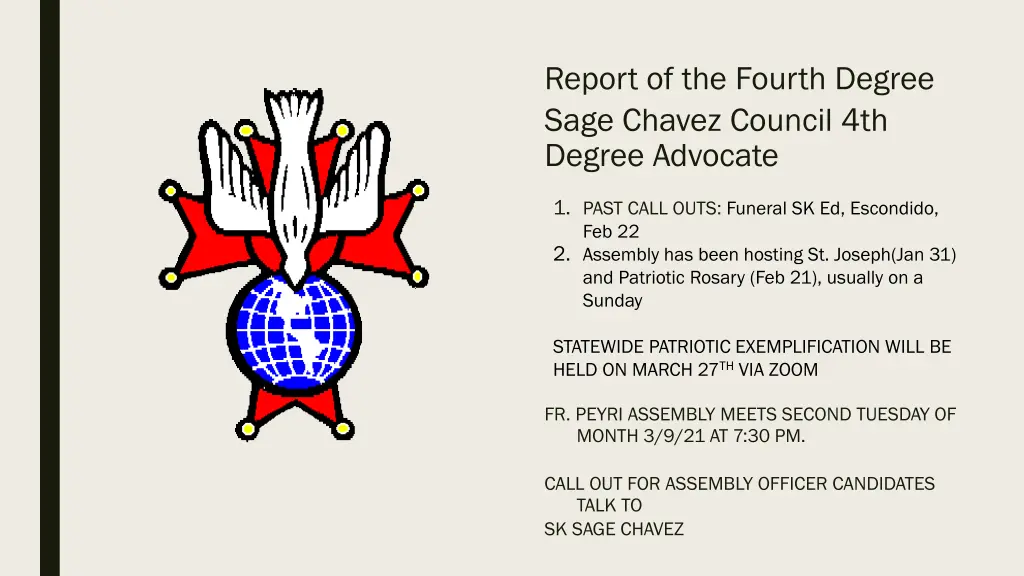 report of the fourth degree sage chavez council