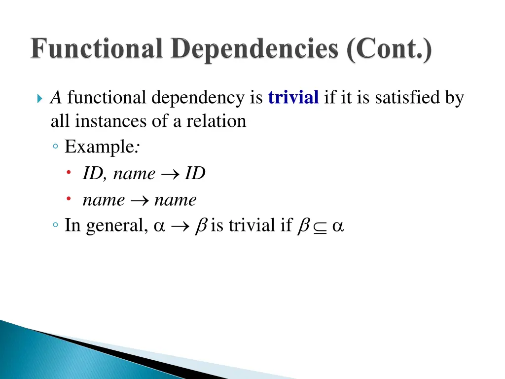 a functional dependency is trivial