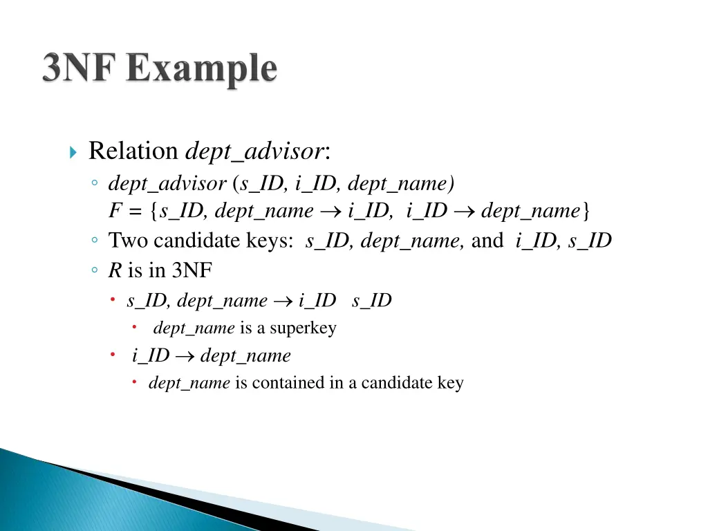 relation dept advisor dept advisor s id i id dept
