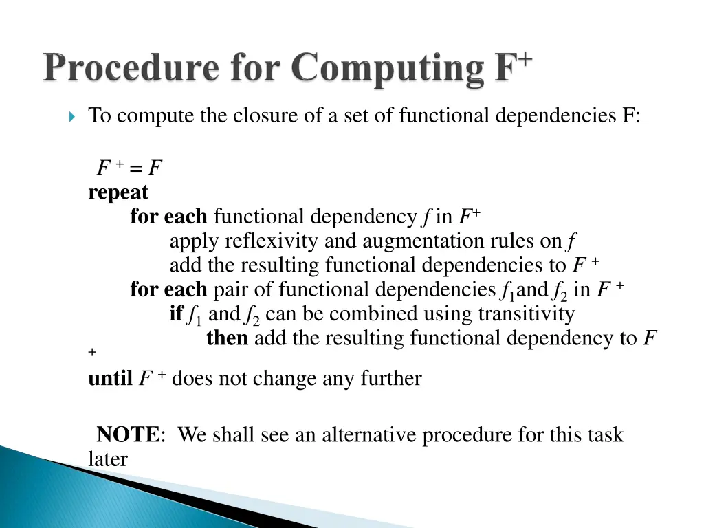 to compute the closure of a set of functional