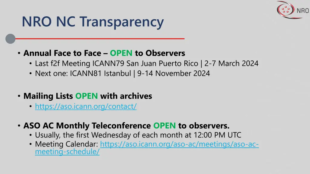 nro nc transparency