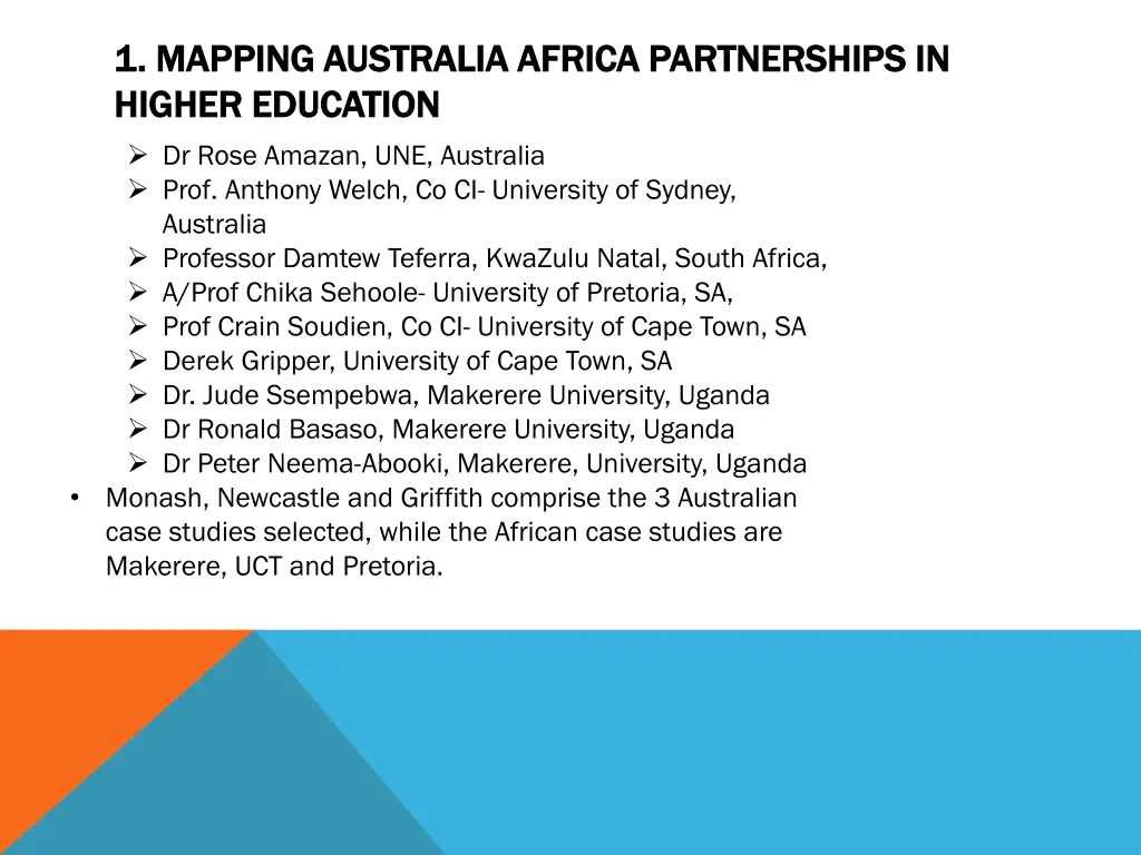1 mapping 1 mapping australia africa partnerships