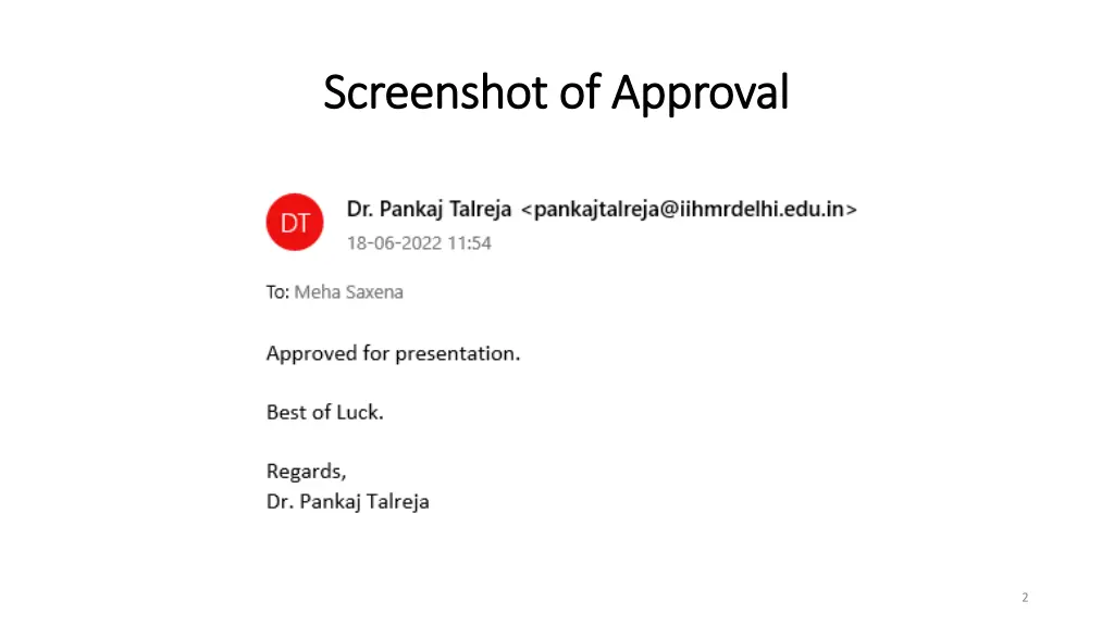 screenshot of approval screenshot of approval