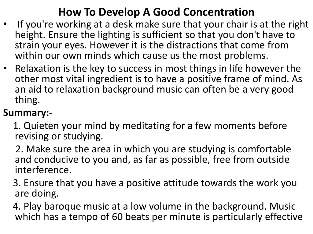 how to develop a good concentration