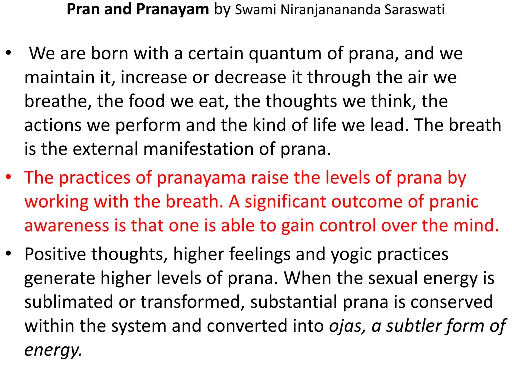 pran and pranayam by swami niranjanananda