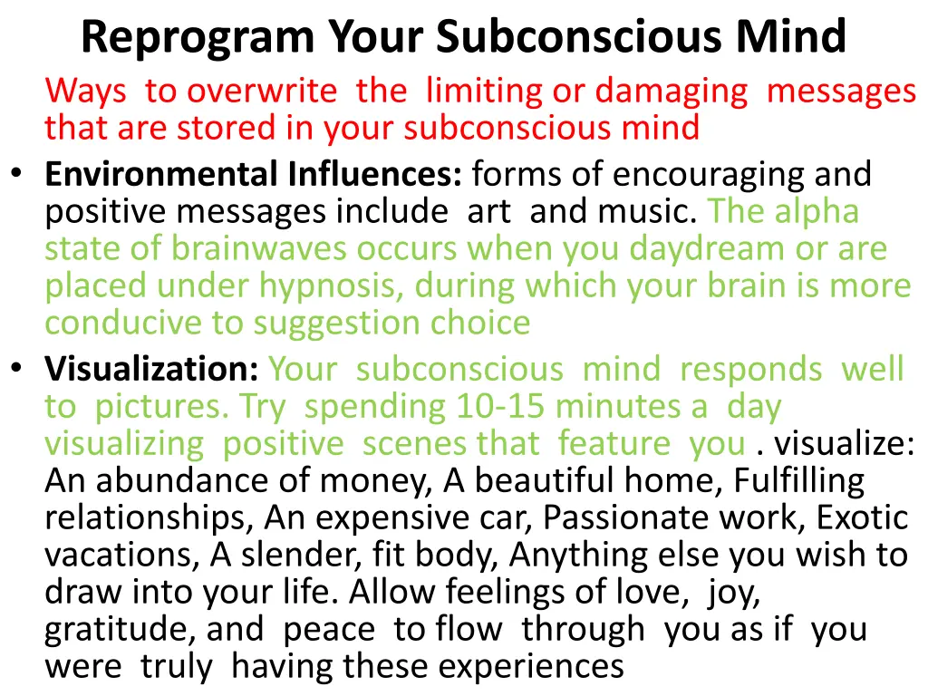 reprogram your subconscious mind ways