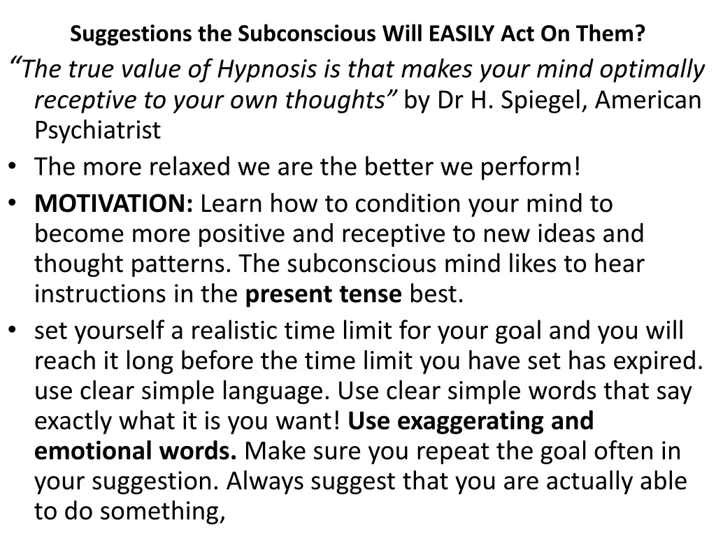 suggestions the subconscious will easily