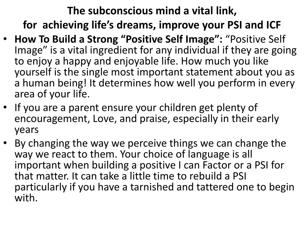 the subconscious mind a vital link for achieving