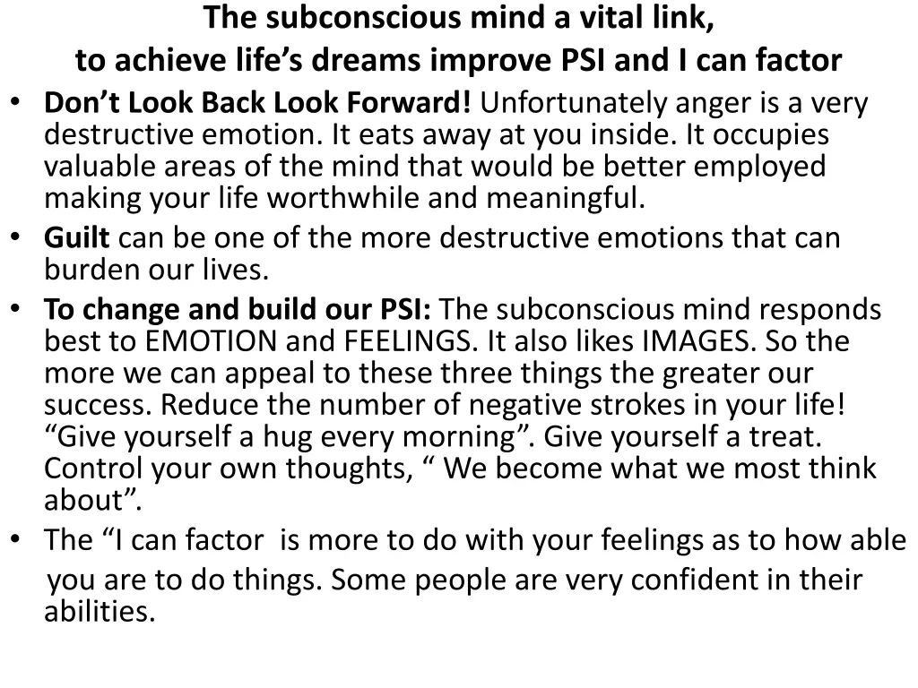 the subconscious mind a vital link to achieve