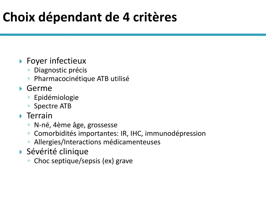 choix d pendant de 4 crit res