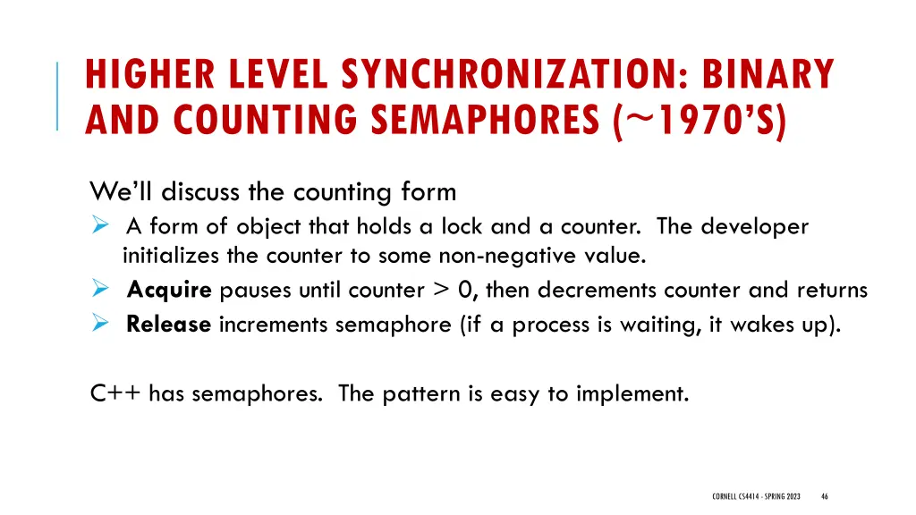 higher level synchronization binary and counting