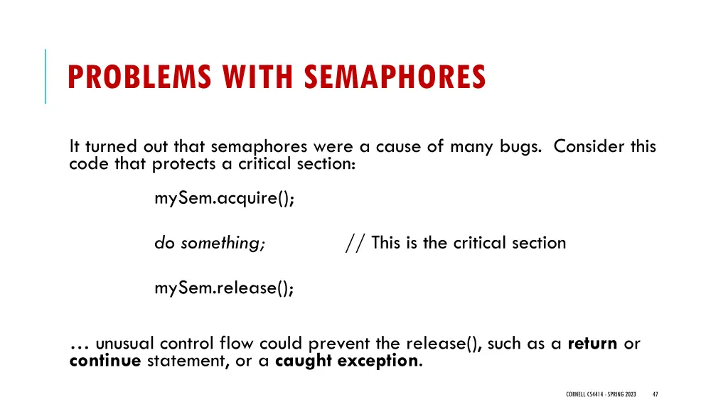 problems with semaphores
