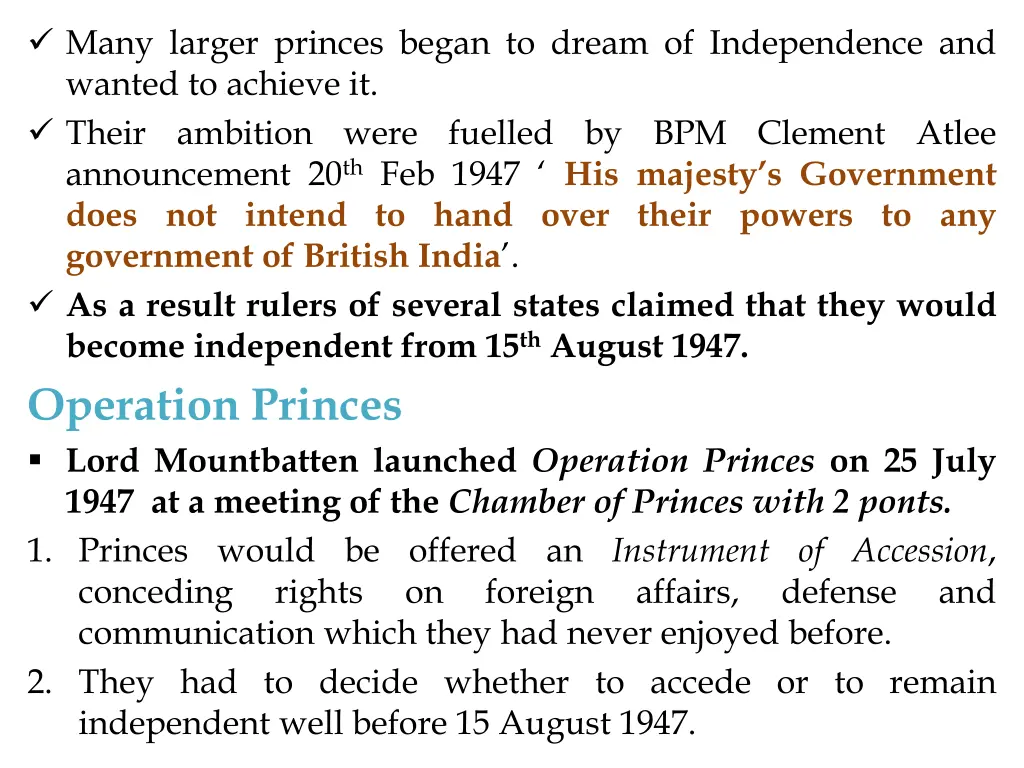 many larger princes began to dream