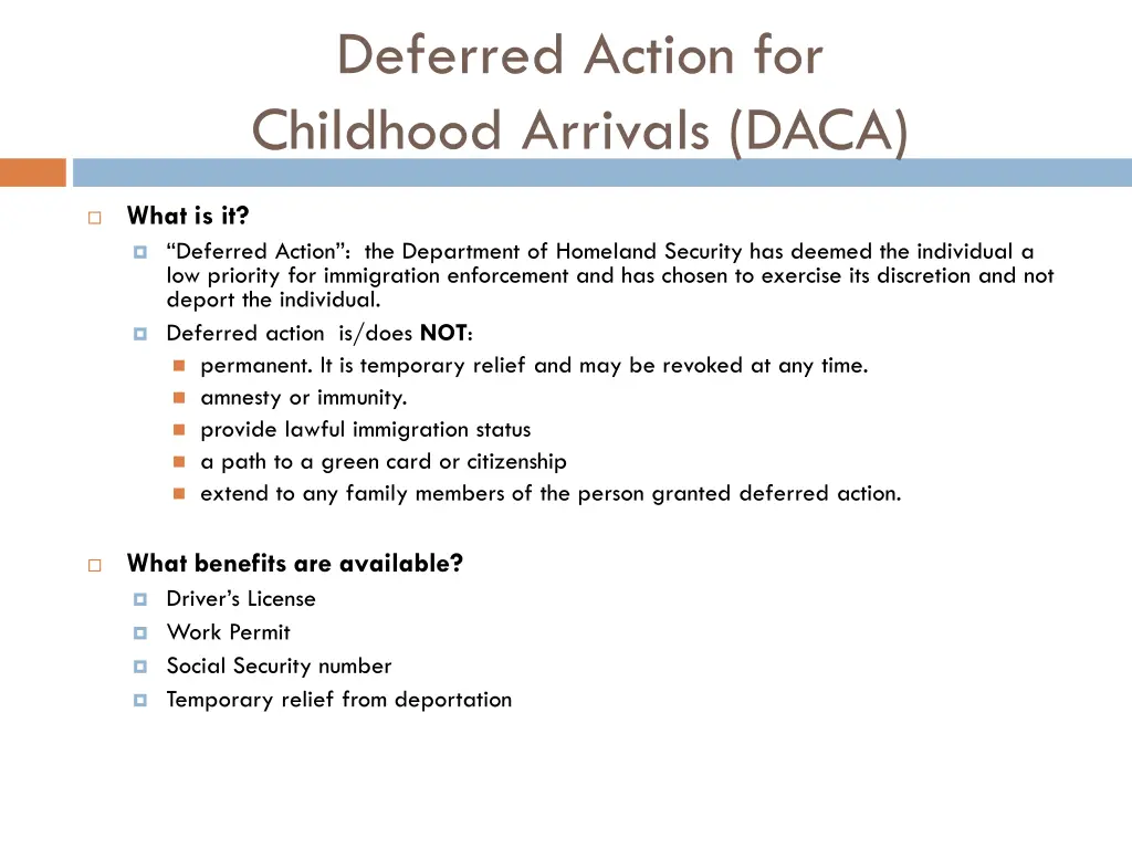deferred action for childhood arrivals daca