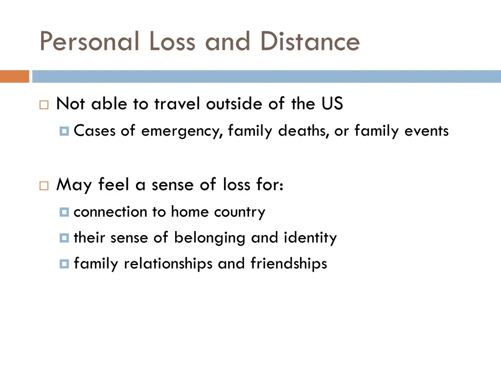 personal loss and distance